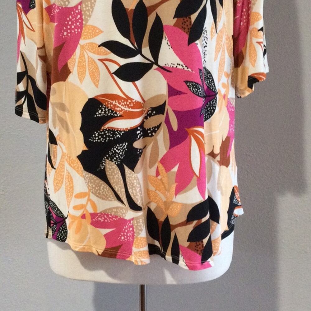 Apt 9 Multicolor Foliage Print Soft 3/4 Sleeve Tu… - image 3